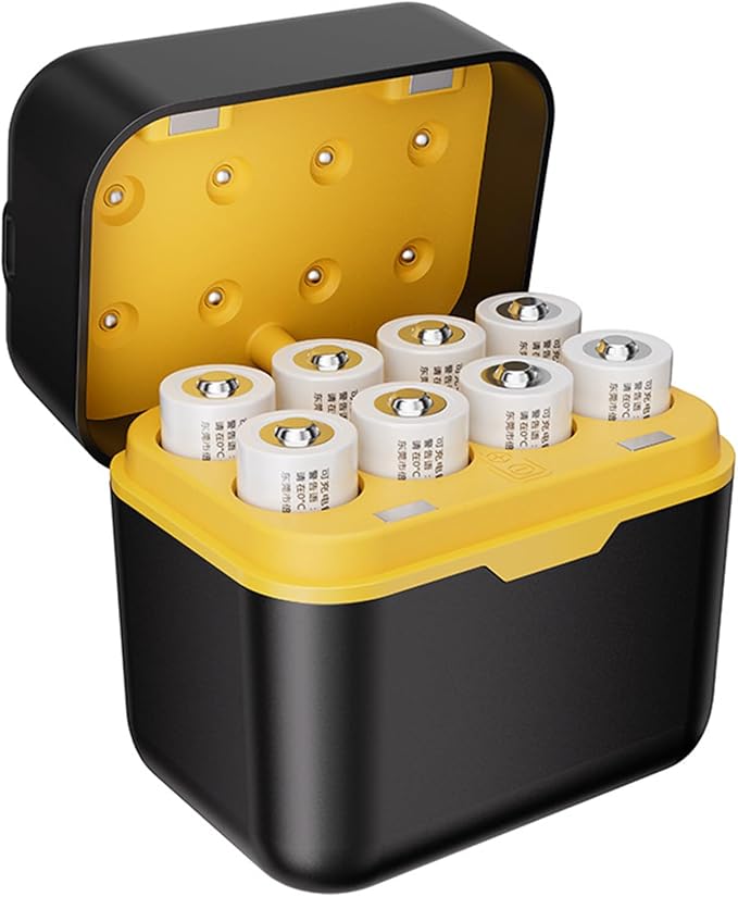4/8 Bay 1.5V High-Speed with Individual LED Alerts for Household Devices & Speakers LED Battery Charger Case