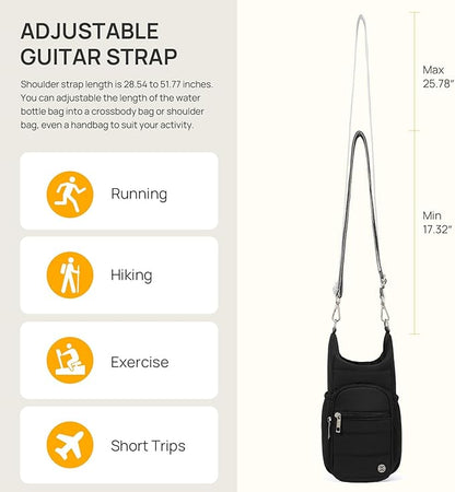 Telena Water Bottle Holder with Strap RFID Crossbody Bags for Women for Walking, Hiking, Cycling