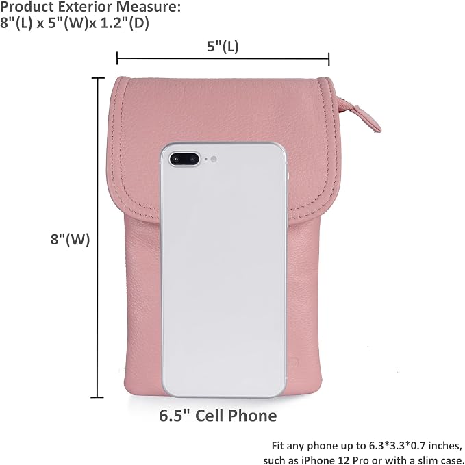 befen Genuine Leather Small Crossbody Bags for Women Cell Phone Bag Cross Body Purses,Silver Zipper