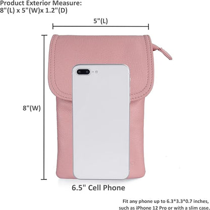 befen Genuine Leather Small Crossbody Bags for Women Cell Phone Bag Cross Body Purses,Silver Zipper