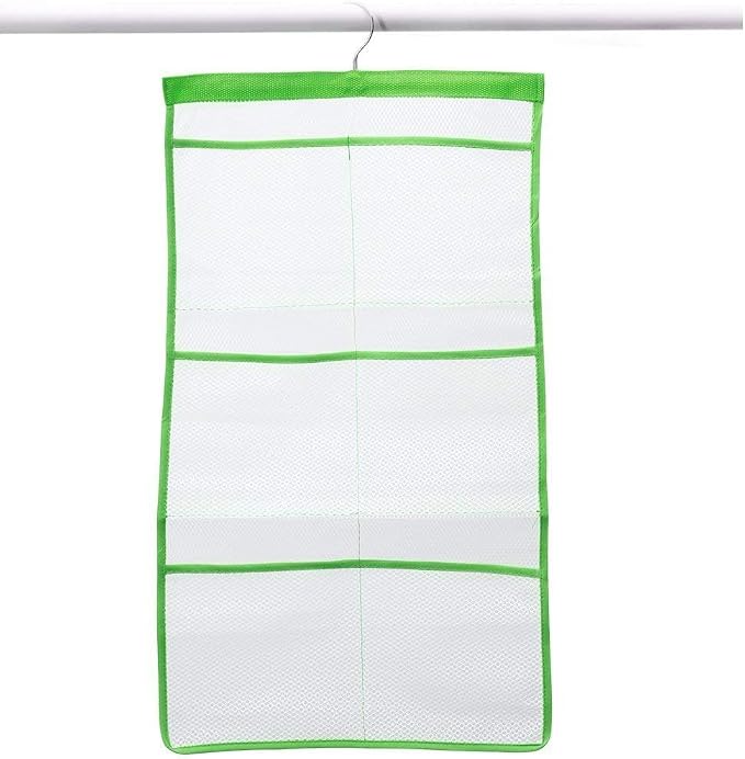 FishMM Mesh Bath Organizers for Shower with Hook, Quick Dry Hanging Shower Caddy College, Bath Storage with 6 Pockets for College Dorm Rooms, Bathroom