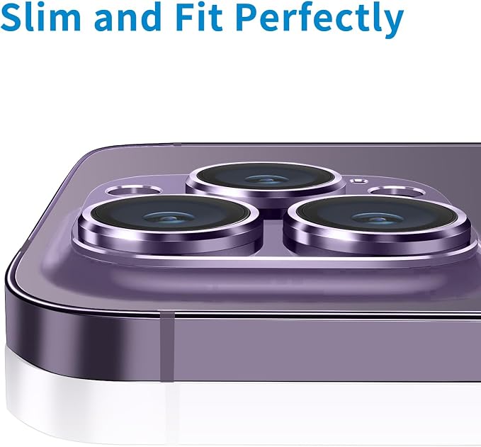 for iPhone 14 Pro and iPhone 14 Pro Max Camera Lens Protector, Anti-Scratch Tempered Glass Camera Screen Protector Shockproof Full Protective Camera Cover Case Friendly Lens Cover-Purple