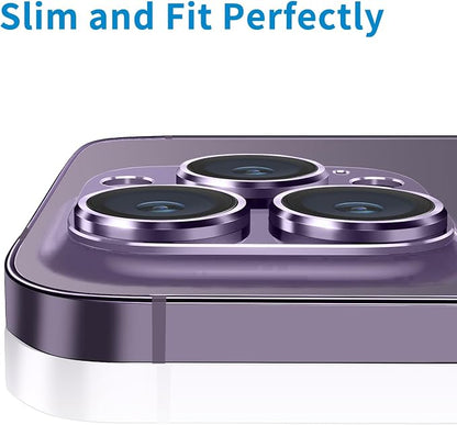 for iPhone 14 Pro and iPhone 14 Pro Max Camera Lens Protector, Anti-Scratch Tempered Glass Camera Screen Protector Shockproof Full Protective Camera Cover Case Friendly Lens Cover-Purple
