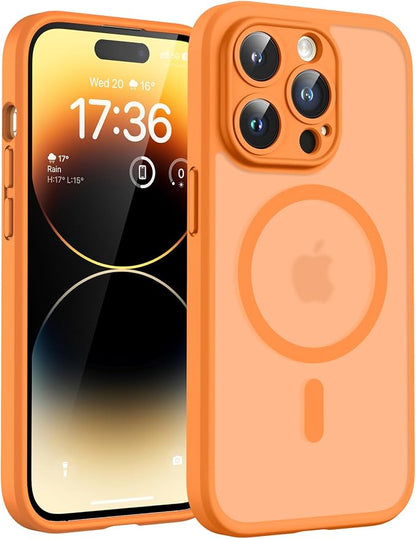 TOCOL for Phone 14 Pro Max Case, Compatible with Magsafe Charger, Full Camera Protection, Drop Protection, Translucent Matte Phone Case for iPhone 14 Pro Max 6.7 inch (Orange)