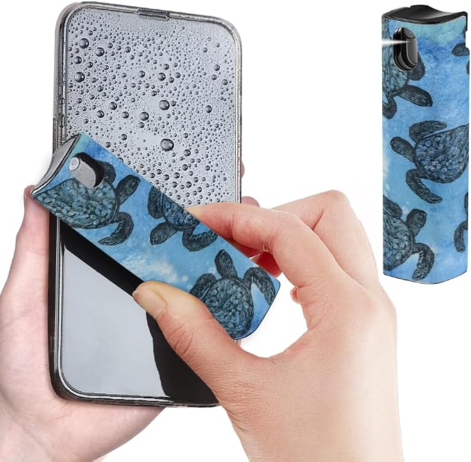 WIRESTER Screen Cleaner Spray Kit, All-in-One Spray and Wipe Cleaner, Touchscreen Mist Cleaner for Cell Phones, Tablets, iPad, Computer, Laptop, TV and Car Screens - Ocean Sea Turtles