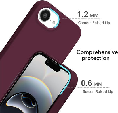 for iPhone 17e 16e Case Silicone Compatible with Magsafe Case, Ultra Slim Thin Magnetic Phone Cases Mag Safe, Cute Soft Rubber Gel TPU Plain Wireless Charging Cover for Women, Burgundy Maroon
