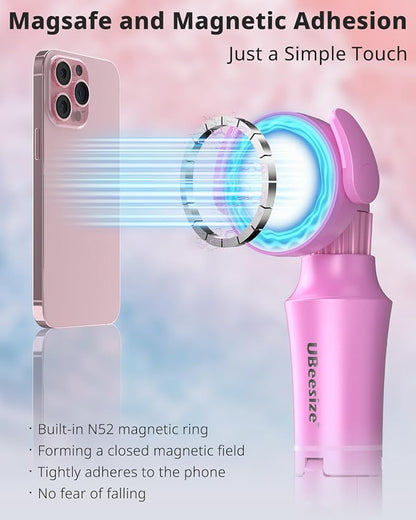 UBeesize 62'' Magnetic Selfie Stick Phone Tripod with Wireless Remote, Extendable Cell Phone Tripod Stand, Compatible with MagSafe, Cellphone Tripod for iPhone 17 16 15 14 13 12 Android Phones Pink