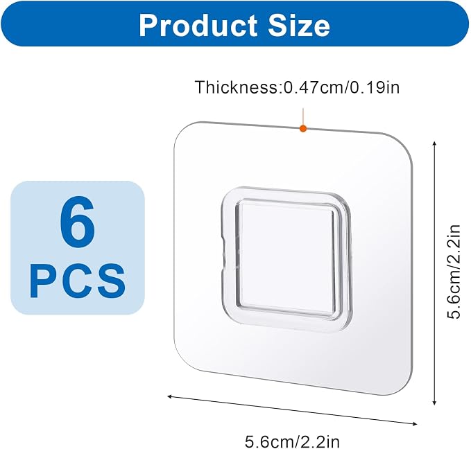 6 PCS Shower Phone Holder, Self-adhesive Sticker Replacement, Wall Mounted Replacement Sticky pads, Waterproof Phone Holder's Hook Replacements Adhesive Strip for Toothpaste Dispenser Wall Mounted