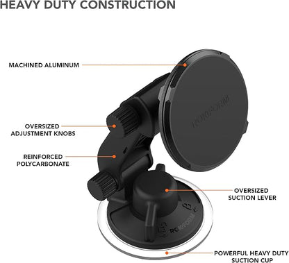 ROKFORM - Adjustable Magnetic Windshield Phone Holder, Compatible with MagSafe Phone Cases and Cases, Strong Suction Cup, 210° Tilt, 360° Rotation