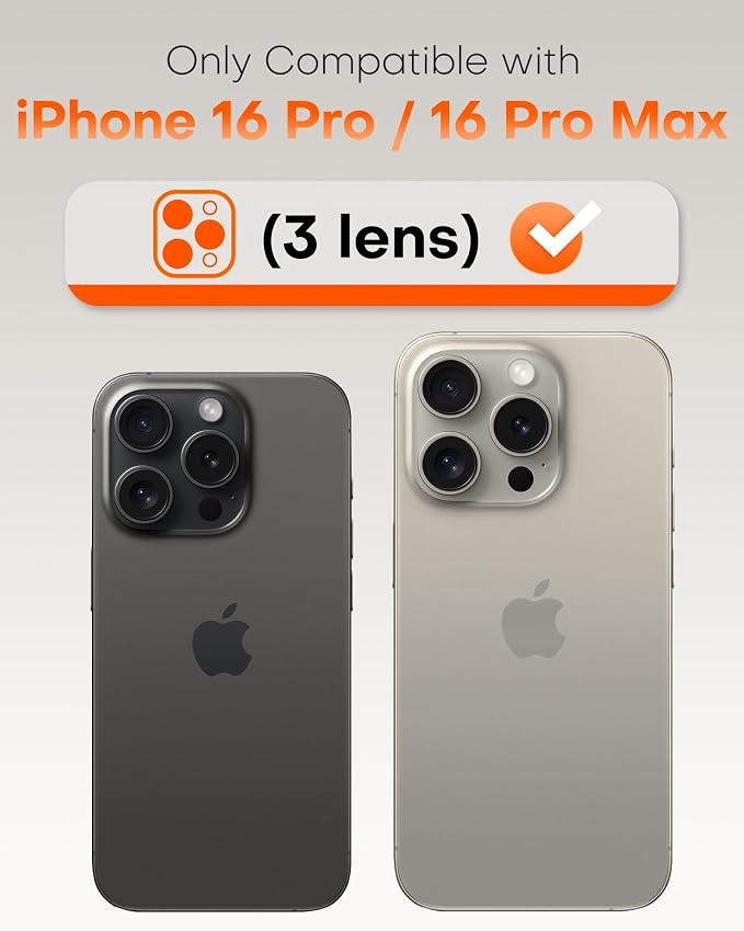 TOCOL for iPhone 16 Pro Max Camera Lens Protector/iPhone 16 Pro Camera Lens Protector Tempered Glass HD Individual Scratch Resistant Cover Accessories Case Friendly 2 Pack（Silvery）