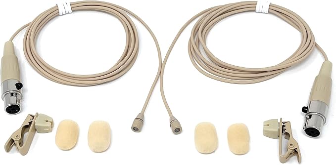 Pair of Lavalier Lapel Mics w/ 4 pin Mini XLR TA4F for Shure Wireless