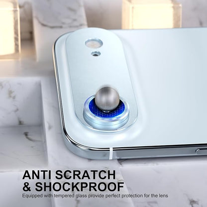 Choiche Compatible for iPhone 17 Air Camera Lens Protector, Strong Adsorption Camera Cover with 9H Tempered Glass Lens Screen Protector Metal Ring Decoration Accessories 6.5-inch (Sky blue)