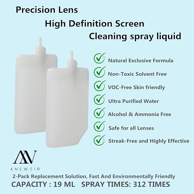 Glasses Cleaner,Screen Cleaner,Portable Lens Cleaner Spray for Eyeglasses,Screen Cleaner Spray Wipe Kit for Phones/Glasses Cleaner Lens Cleaning,Alcohol Free,Replaceable cleaning liquid (Black)New