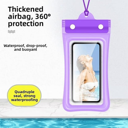 Floating Waterproof Phone Case Full View Swimming Bag Transparent Dry Cover for Underwater Snow Rainforest Use(Blue)