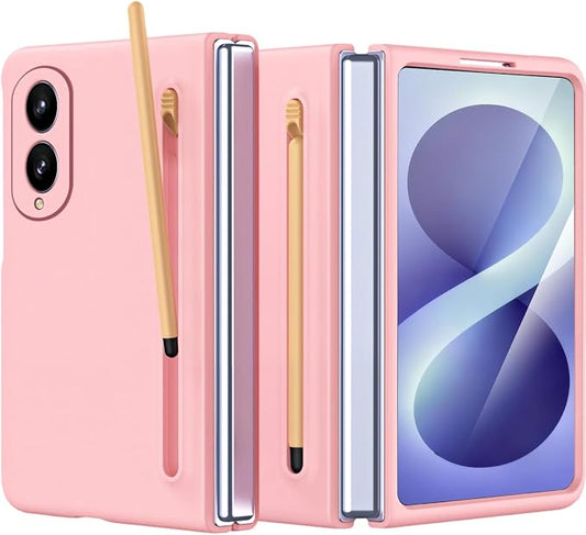 NINKI Spen for Samsung Galaxy Fold 8 Case with Built-in Screen Protector,Stylus Pen Holder Heavy Duty Rugged Shockproof Dustproof Pen Storage Hard Case for Galaxy Fold 8 Pink
