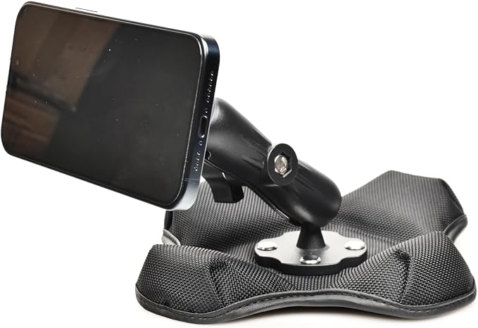 Magnetic Phone Holder for Desk&Car Dash,Aluminum Arm, Non-Slip Beanbag Base, 360° Rotation at 3 Points, Compatible with MagSafe iPhone 12-16 Series, Fits RAM B Size 1" Ball