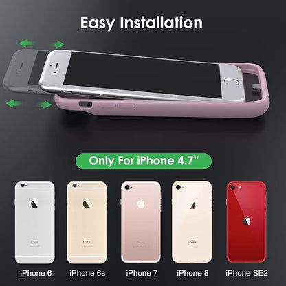Battery Case for iPhone 8/7/6s/6/SE (2022/2020),[2025 Upgraded] 7000mAh Ultra-Slim Portable Extended Charger Cover for iPhone 8/7/6s/6/SE (2022/2020) Charging Case (4.7 Inch)-Pink