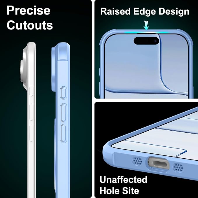 360° Magnetic Swivel Ring for iPhone 17 air case, Built-in Metal Stand and Ring Holder, Magsafe Compatible, Military Grade Protection, Shockproof - Light Blue