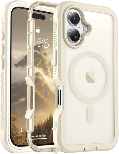 jaroco Magnetic for iPhone 17 Case, [Compatible with MagSafe][Military Grade Drop Protection][Heavy Duty Protection][Non-Slip][Shockproof] 2-Layer Durable Bumper Phone Case 6.3''-Antique White