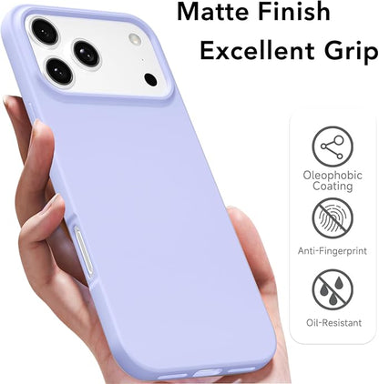 for iPhone 17 Pro Case Silicone Compatible with Magsafe Case, Ultra Slim Thin Magnetic Phone Cases Mag Safe, Cute Soft Rubber Gel Matte Plain Wireless Charging Cover for Women, Purple Lavender