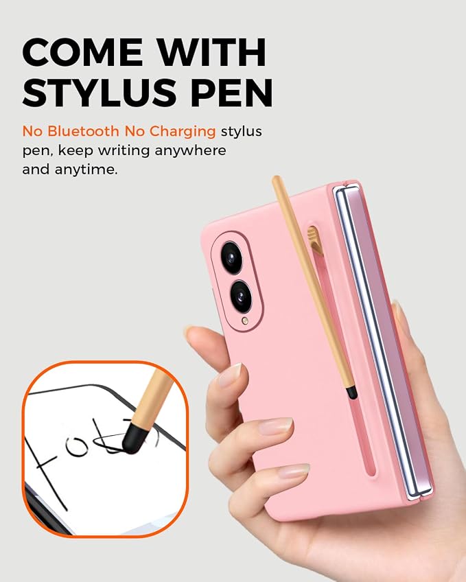 NINKI Spen for Samsung Galaxy Fold 8 Case with Built-in Screen Protector,Stylus Pen Holder Heavy Duty Rugged Shockproof Dustproof Pen Storage Hard Case for Galaxy Fold 8 Pink