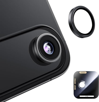 MAGIC JOHN for iPhone Air Camera Lens Protector [Alignment Kit&1:1 Invisible Fit] 9H Aerospace Tempered Glass, Ultra HD, Metal Individual Ring，Case Friendly, Set of 2,Black