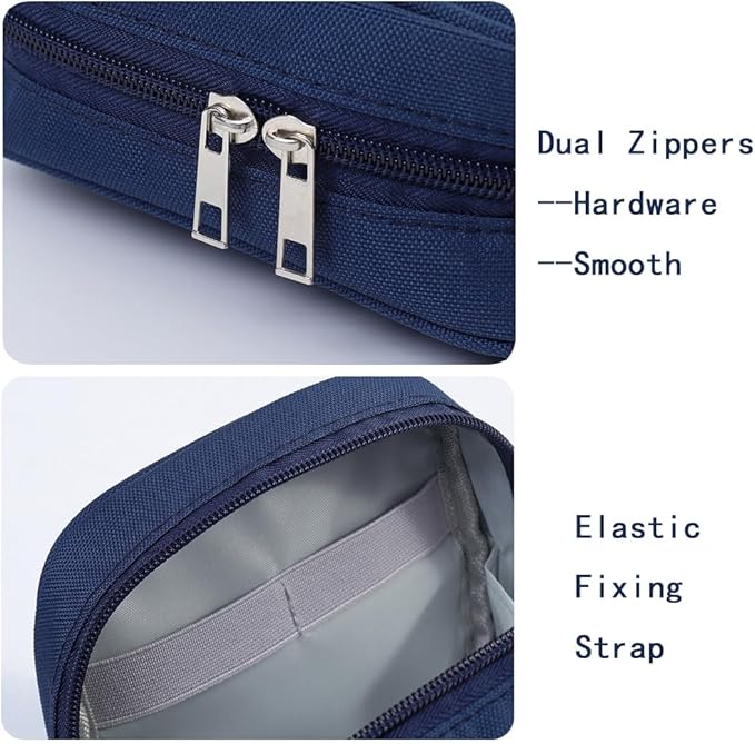 E-Tree Storage Pouch for Small Electronics and Accessories,Tech Bag,Electronic Organizer Case Compatible with MacBook Laptop Charger,Mouse,Cables,Hub,Power Bank,Earphone,Toiletries Cosmetics (Blue)