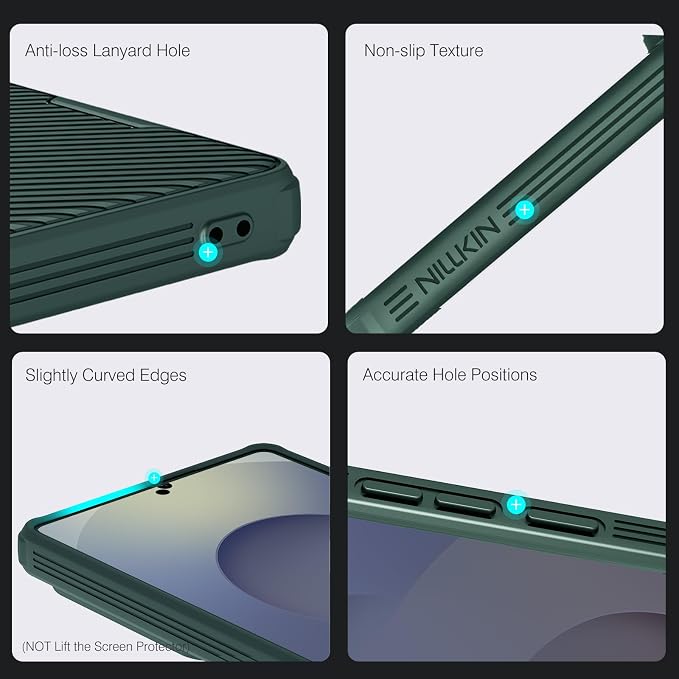 Nillkin for Samsung Galaxy S25 Ultra Case with Camera Cover, [Lens Protection] Mil-Grade Shockproof Protective Bumper Hard Cover Slim Phone Case for Galaxy S25 Ultra Cases 6.9'' Green
