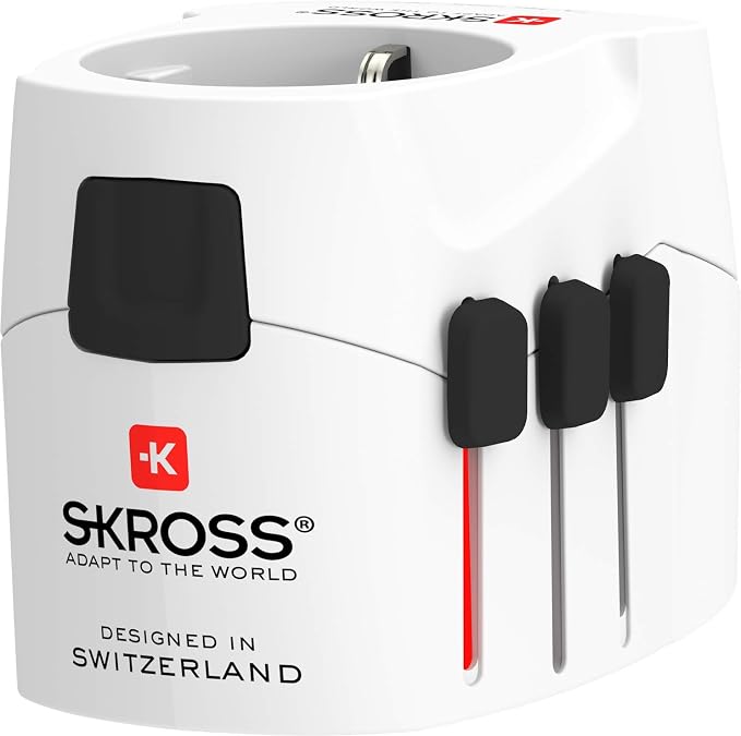SKROSS | 1.302461 | Pro Light USB (4xA) | Universal Travel Adapter 2 & 3 Pin with 4 USB Ports 4.8A Voltage and Power: 100V-700W/250V-1750W Suitable for PC and Hair Dryer
