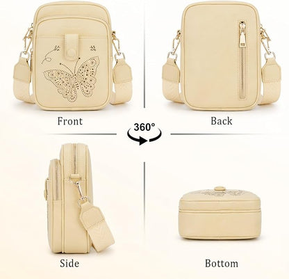 KITEVIUN Crossbody Bags for Women Leather Crossbody Purse Small Shoulder Phone Purse with Adjustable Strap & RFID Card Slots
