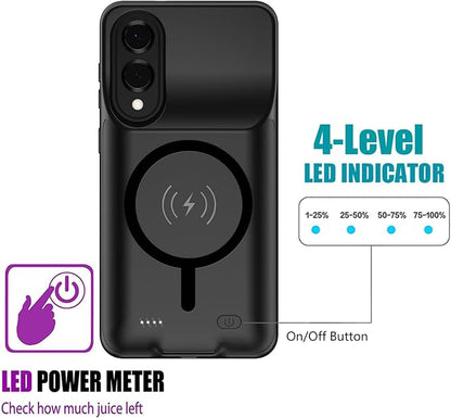 Wireless Charging Case for Galaxy S25 Edge, Upgraded 10000mAh Rechargeable Portable Charging Case Compatible with Galaxy S25 Edge (6.7 inch) with Carplay Extended Battery Pack Charger Case (Black)