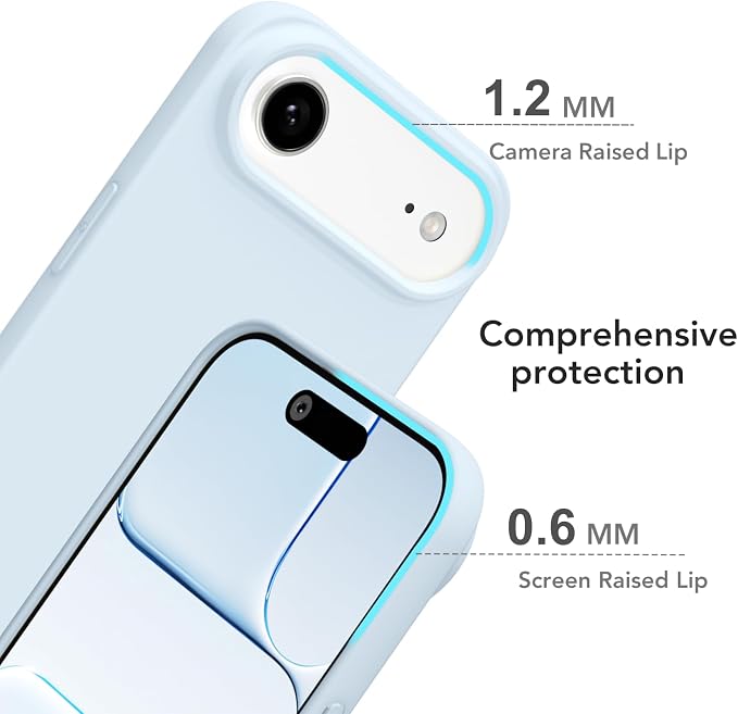 for iPhone 17 Air Case Silicone Compatible with Magsafe Case, Ultra Slim Thin Magnetic Phone Cases Mag Safe, Cute Soft Rubber Gel TPU Matte Plain Wireless Charging Cover for Women, Light Blue