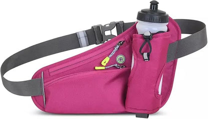 HOTEMIA Fanny Pack with Water Bottle Holder, Hydration Running Belt for Men Women Adjustable Strap Waist Bag Suitable for Hiking Running Walking Jogging Camping (Bottle Not Included) (Pink)