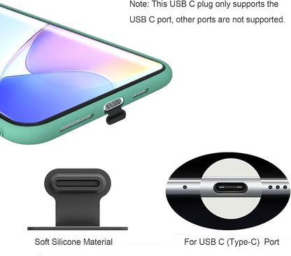 USB C-Type Anti Loss Dust Plugs, USB C-Type Port Silicone Dust Covers, with Detachable Adhesive for Mobile Phone, Compatible with 15, 16 17 Plus Pro Max..., All USB C Ports