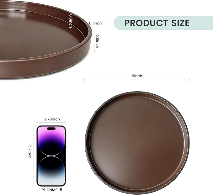 2 Pack 9" Bathroom and Vanity Tray, ABS Bathroom Counter Organizer, Coffee Table Decor for Perfume, Candles, Keys &More. Kitchen Countertop Organizer, Decorative Tray Soap Holder, Brown