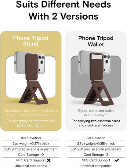 MOFT Phone Tripod Stand Selfie Stick for iPhone, Multi-Angles iPhone Stand, Lightweight & Portable Phone Holder, Strong Magnets, MOVAS Vegan Leather, Travel Essentials, Panna Cotta (Without Card Slot)