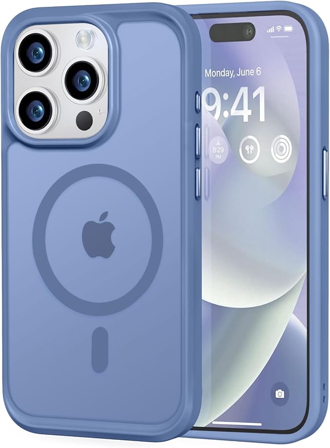 MOCCA Strong Magnetic for iPhone 14 Pro Case, [Compatible with Magsafe][13FT Military Drop Protection] Slim Translucent Matte Shockproof Case for iPhone 14 Pro Phone Case 6.1'', Blue