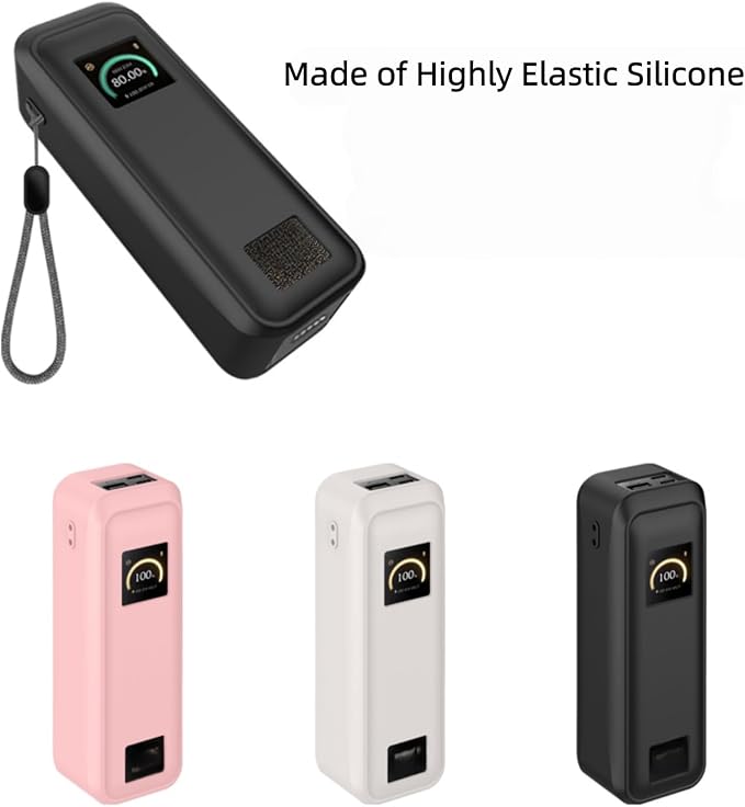 Silicone Case for Anker Prime Power Bank 20,100mAh, Silicone Cover for Anker Prime Power Bank 20k, 220w, with Lanyard, Dust-Proof & Wear-Resistant, Soft Shell (Black)