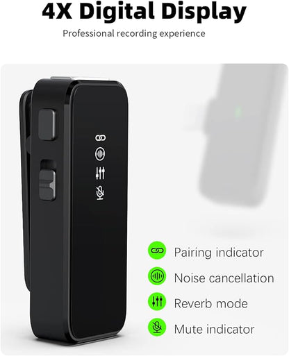 Rythflo Wireless Lavalier Microphone for iPhone 14/13/12 with Noise Cancellation, 100ft Transmission, 18H Battery Life, Lightning Lapel Microphone Wireless for Video Recording, Vlog, Streaming