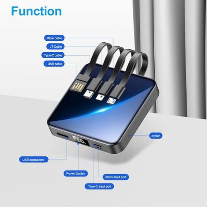 ummz Portable Charger with Built-in Cable,12000mAh 22.5W Fast Charging Small Power Bank,USB C Input/Output with Smart LED Display,External Battery Pack for iPhone,Tablet,Samsung