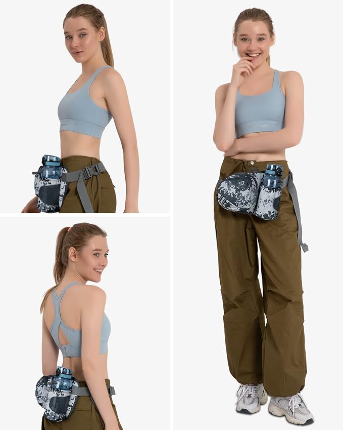 WATERFLY Fanny Pack Waist Bag: Waist Pack for Women Men with Water Bottle Holder Hiking Fanny Pack for Running Walking DogWalking Travel Cycling