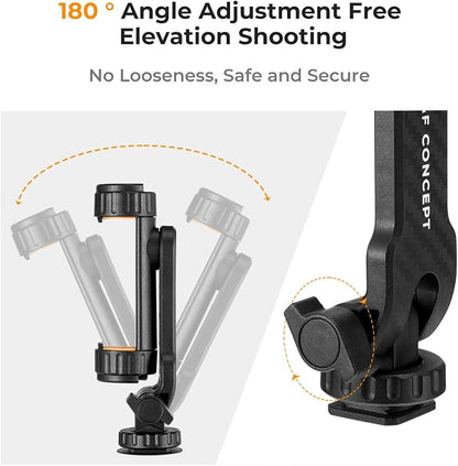 K&F CONCEPT Phone Tripod Mount, Universal Smartphone Adapter with 2 Cold Shoe Mount, Adjustable Cellphone Holder for Horizontal and Vertical Shooting, Compatible with iPhone/Samsung and All Phones