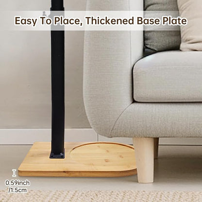 C Shaped End Table for Couch,360° Swivel Height Adjustable Couch Side Table,Thickened Base Plate,Sofa Tray with Cell Phone & Tablet Slot,C-Shaped Drink Table for Sofa/Bed/Bathtub