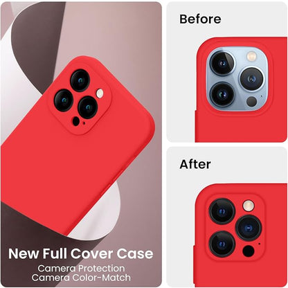 FireNova Designed for iPhone 13 Pro Max Case, Silicone [Camera Protection] Phone Case, Soft Anti-Scratch Microfiber Lining Inside, 6.7 inch, Red