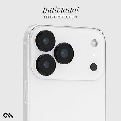 Case-Mate Camera Lens Protector with Aluminum Black Rings for iPhone 17 Pro Max/iPhone 17 Pro - Double Tempered Glass, Anti-Scratch - Ultra HD View with Night Shooting, Case Friendly, Easy Install