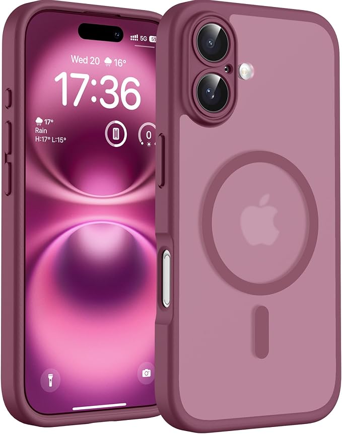 TOCOL for Phone 16 Case, Compatible with Magsafe Charger, Full Camera Protection, Drop Protection, Translucent Matte Phone Case for iPhone 16 6.1 inch (Plum)