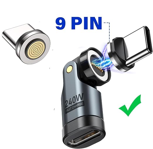 9Pin Magnetic Charging Cable Type C Tips Connectors Head (3 Pack) Fast Charging for Type C Android Devices, USB C Magnetic Phone Cable Adapter