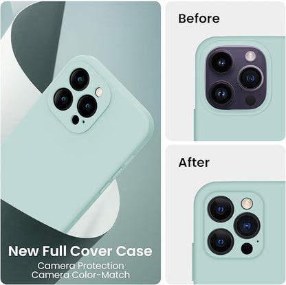 FireNova Designed for iPhone 14 Pro Max Case, Silicone Upgraded [Camera Protection] Case, Soft Anti-Scratch Microfiber Lining Inside, 6.7 inch, Mint Green