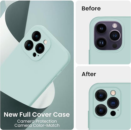 FireNova Designed for iPhone 14 Pro Case, Silicone Upgraded [Camera Protection] Phone Case, Soft Anti-Scratch Microfiber Lining Inside, 6.1 inch, Mint Green