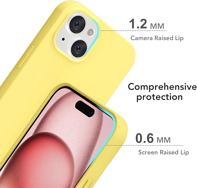 for iPhone 15 Case Silicone Compatible with Magsafe Case, Ultra Slim Thin Magnetic Phone Cases Mag Safe, Cute Soft Rubber Gel TPU Matte Plain Wireless Charging Cover for Women, Yellow